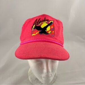 Vintage retro Alaska Pink Embroidered Eagle Cap